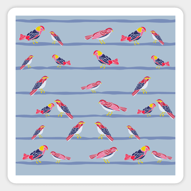 Birds on a wire pattern Sticker by kapotka